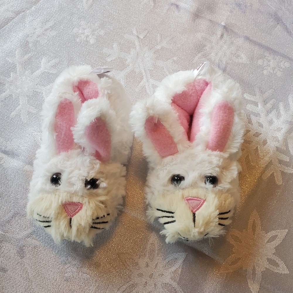 Lazyone children bunny slippers, 3T, white and pink